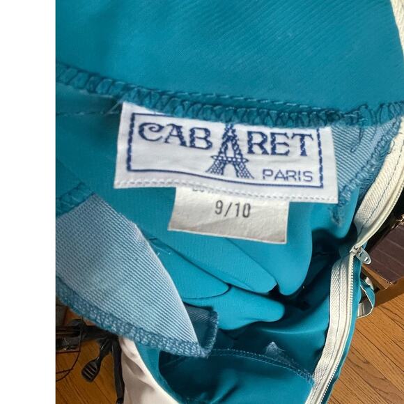 Vintage 70s 80s Turquoise Sheer Fit & Flare Knee Length Collared Dress Size 8 - Picture 7 of 7